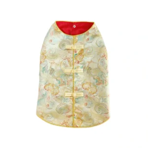 Cuddl Pets Festive Tang Suit Vest, cloud jacquard fabric, flat collar with frog buckle, Chinese Tang Suit