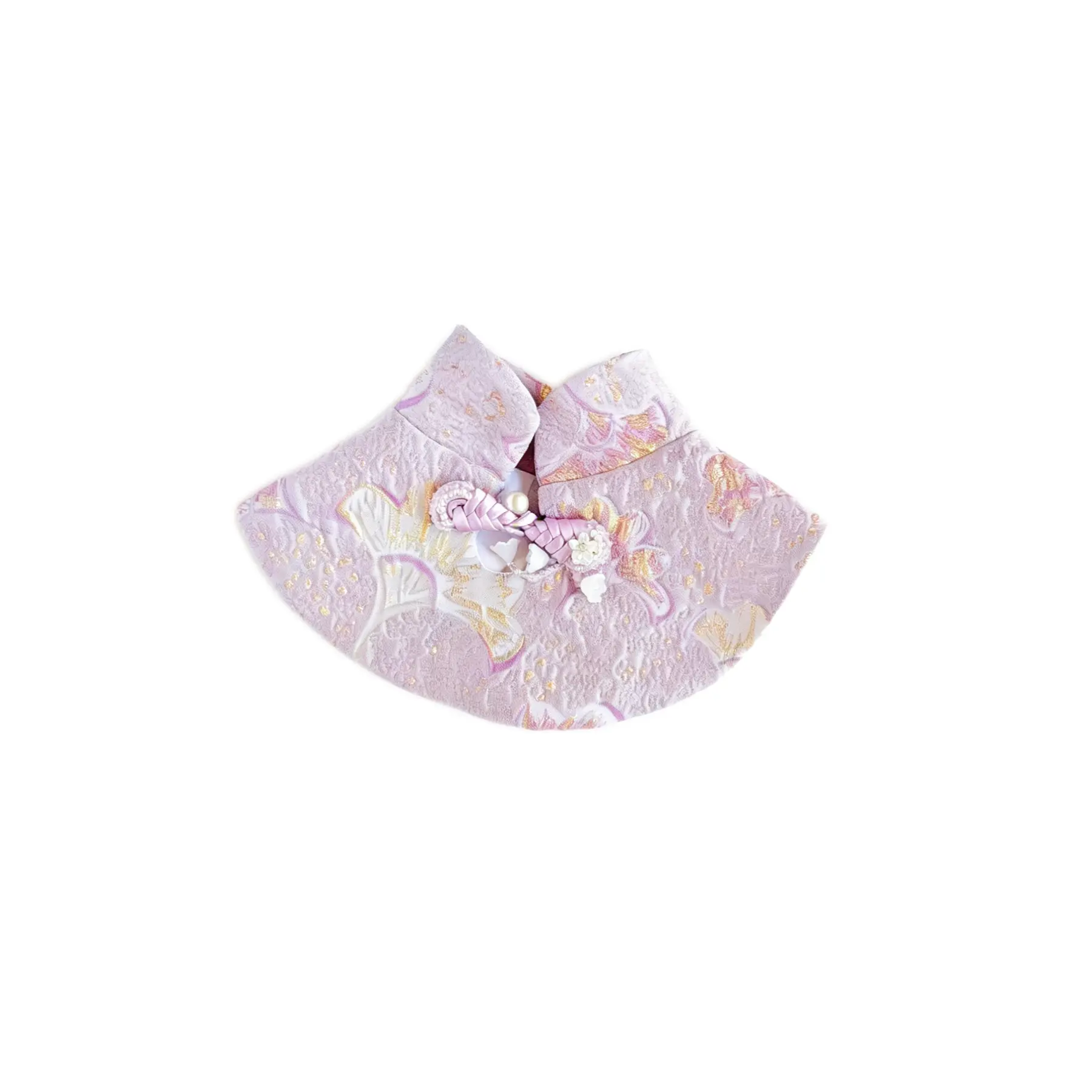 Cuddl Pets Stand Collar Cloud Collar | Pink-Purple Jacquard Lute Pearl Buckle, Chinese Tang Suit style pet neckwear, Odor-Free, Wrinkle-Resistant, Easy On/Off