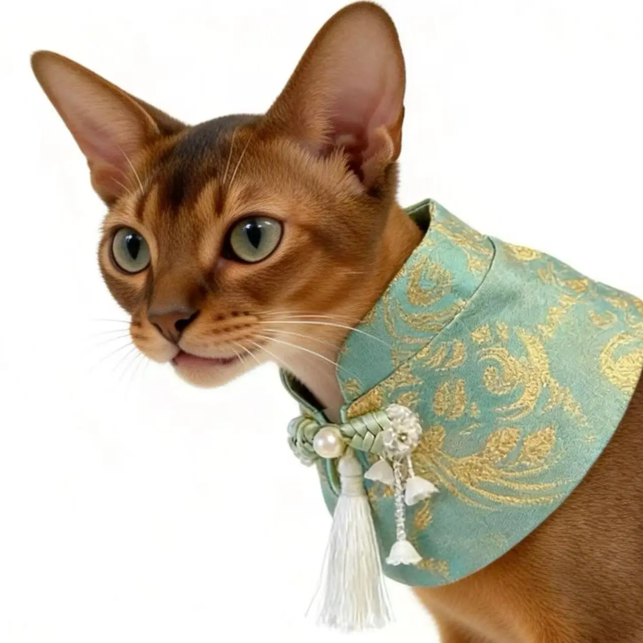 Model Display (Cuddl Pets Stand Collar Cloud Collar) (4) Abyssinian cat wearing cloud collar, Easy On/Off, ideal for holidays & photos