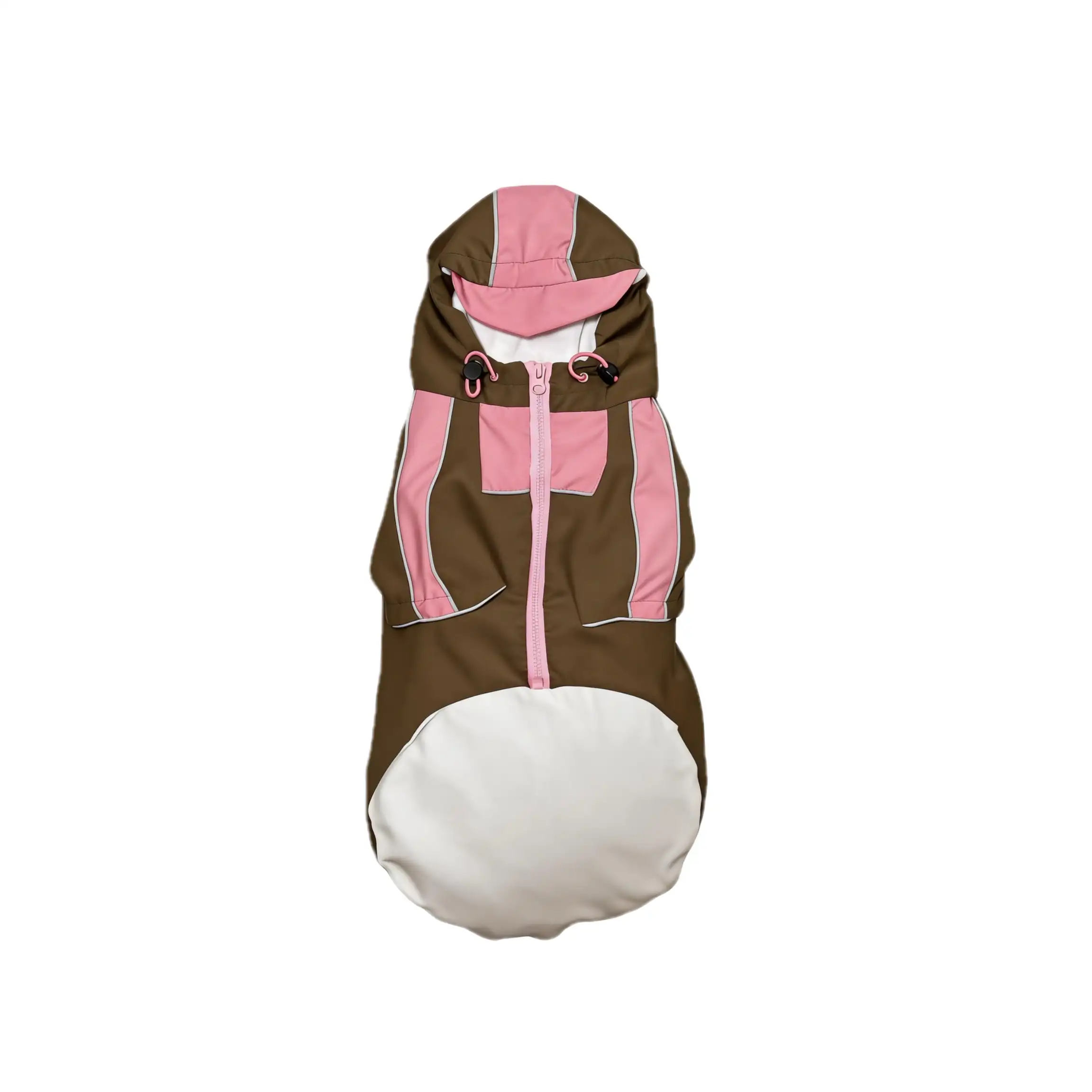 Pink Brown Outdoor Pet Coat front view