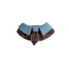 ront view of the English Academy burgundy plaid pet scarf with sky blue collar