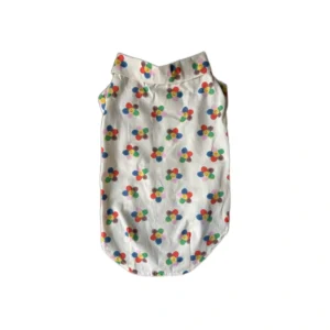 Smiling floral Vibrant Summer Pet Clothes cotton shirt back view