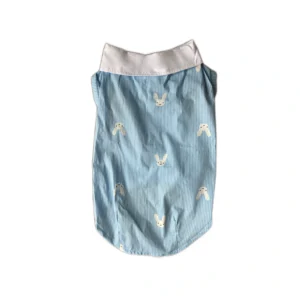 Back view of bunny striped pet wear blue cotton shirt