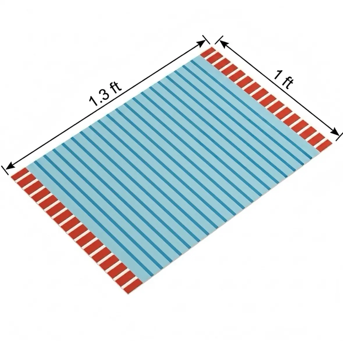 Blueprint of the blue striped spillproof pet food mat