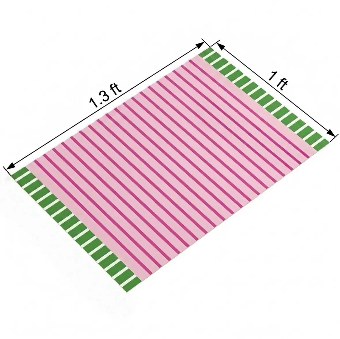 Size chart of the pink striped spillproof pet food mat
