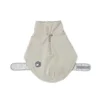 Back view of Morandi Grey small dog raincoat with reflective strips.