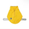Back view of Bright Yellow dog raincoat with leash hole.
