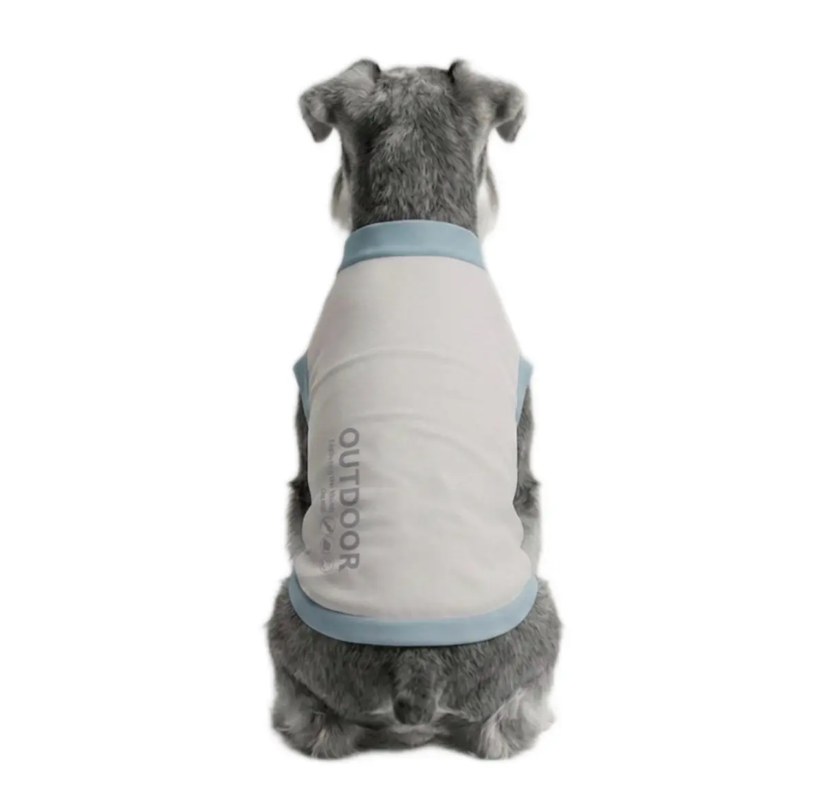 Back view of a Schnauzer wearing gray Instant-Cooling Dog Vest